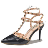 Breakj High Heel Women's Fine Heel Single Shoes 2025 Summer Sexy Pointed T-Shaped With Back Empty Willow Sandals