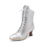 Breakj Middle Heel Plus Size Female Boots Autumn Winter Tie Martin Boots