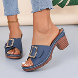 Breakj Mouth Slippers Women 2025 Summer New Size Coarse And Fang Buckle Type High Heel