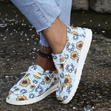 Canvas Shoes 2021 Fashion Flowers Canvas Shoes Women Casual Loafers Women Flat Shoes Plus Size 43 Zapatillas De