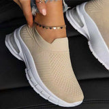 Thick Bottom Platform Sneakers Breathable Female Knitted Walking Shoes 2021 Hollow Out Autumn Summer Casual Ladies