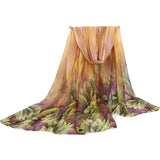 Women's Summer Orange Green Sunscreen Cape Print Scarf Thin Polyester Scarves Spring and Autumn Accessories