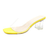 2020 Clear Heels Sandals Women Sandals Summer Transparent PVC Shoes Square High Pumps Jelly Buty Damskie Gladiator Square