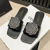 Breakj New Water Diamond Flat Bottom Slippers Female Korean Version Of A Character Cool Drag Female New Women Slippers