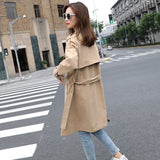 2021 New Sping Autumn Women Khaki Trench Coat Streetwear Double Breasted Windbreaker Loose Fit Black Ladies