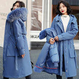-30 Degrees Snow Wear Long Parkas Winter Jacket Women Fur Hooded Clothing Female Fur Lining Thick Winter Coat