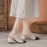 Breakj Work Single Shoes Women 2023 Summer New Simple One Word With Square Head Thick With Baotou Casual Women's