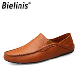 Fashion Leather Men Shoes Casual Breathable Loafers Men Genuine Leather Moccasins Flat Men Shoes Waterproof