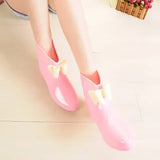 Elegant Short Women Rubber Boots Elastic Band Ankle Rain Boots Fall Autumn Rain Day Waterproof PVC Flower bow Woman