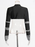 2025 Spring New Fashion Heavy Industry Water Diamond Inlaid Design With High-End Sense Long-Sleeved Ultra-Short Suit