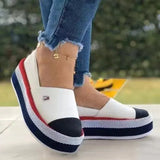 New Style Thick-Soled Medium-Heeled Loafers Women's Large-Size Shallow Mouth Low-Side Straw Woven Hemp Rope Sneakers Single