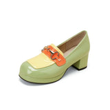 Female Platform Heel Loafer Shoes Women's Lolita Bow Cosplay Contrast Color Pumps Japanese Student Fashion Tide Golden