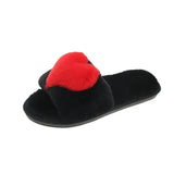 Breakj Slippers Women 2023 Winter New Korean Version Of Love Plush Warm Flat Cotton Slippers Home Slippers