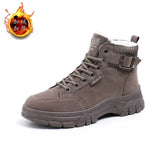 Breakj Women's Cotton Shoes 2024 Winter New Martin Boots Women's Round Head Platform And Velvet Warm Women's Shoes Anti-Velvet Boots