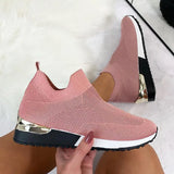Sneakers Autumn 2021 Sock Shoes Slip On Knitted Breathable Ladies Running Shoes Casual Female Flats Vulcanized Plus