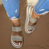 Summer Crystal Sandals Ladies Platform Elastic Band Open Toe Bling Flat Shoes Female Fashion Casual Woman Sandal