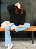 Sweater Tops Women Casual O Neck Knitted Pullovers Long Lantern Sleeve Sweater 2021 Winter Y2K Basic Oversized