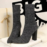 Sock Boots Knitting Stretch Boots High Heels for Women Fashion Shoes 2022 Spring Autumn Ankle Boots Female Size