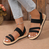 Breakj Women 2024 Summer New Flat Students Rome Sandals Women Round Head Breathable Soft Bottom Beach Sandals