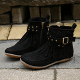 Breakj New Women's Autumn And Winter Martin Boots Large Belt Buckle Su Plain Bottom Short