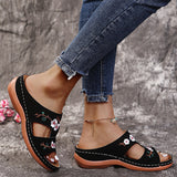 Breakj Summer Hollow Flowers Embroidered Cool Shoes Slope And Large Size Women's Cool Slippers