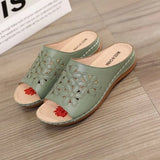 Slippers Vintage Wedges Retro Slipper 2021 New Summer Platform Ladies Beach Slides Hollow Out Flip Flops Sewing