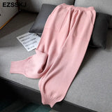 autumn winter chic Harem Pants Women Loose Trousers female Knitted Pants knit Trousers With Pockets Radish