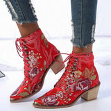 Breakj Size 43 New Coarse And High-With Martin Boots Female Pointed Embroidery National Style With Short