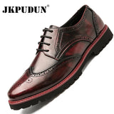 Brogues Men Dress Shoes Business Lace Up Men Loafers Formal Oxford Men Wedding Party Shoes Zapato Hombre Plus Size