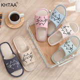 Home Slippers Indoor Soft Shoes Cartton Cat Female Slipper Linen Sole Plush Winter Woman House Cute Fashion