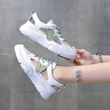 2023 New Summer White Women's Shoes All-Match Celebrity Leisure Pump Sports Sandals Summer Flat Hollow Out Sports