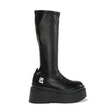 Breakj Boots Women's New Round Head Sleeve High-Tender Boots Spice Girl Thick Bottom Long Boots In Fall
