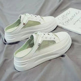 half slippers women's outer wear fashion 2021 new summer women's shoes mesh breathable white shoes Korean shoes