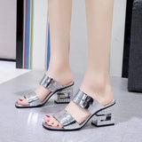 Spring And Summer New Style Thick Heels, One-Word Flip-Flops, Sandals, Slippers, Fashion Slippers, Korean Version Of Women's High