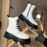 Boots Women's 2020 New winter Solid Color women shoes Thin Single women Boots Breathable Platform