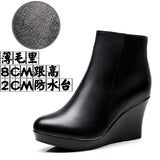 Breakj High Heemon Women's Boots Middle-Age Women's Shoes 33 Yards Round Head Waterproof Table Thick-Bottomed Single Boots Plus Velvet Slope And Short Boots