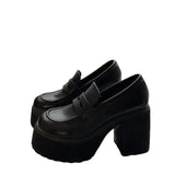 Breakj Coarse Black High-Heeled Women's Autumn 2025 New Student Thick-Soled Leveal Shoes JK Small Leather