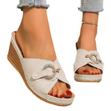 Breakj Summer New Large Size With Slippers Female A Word With Casual Solid Color Thick Bottom