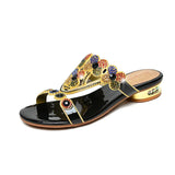 Slippers Women Wear Fashionable Water Drill Sandals Summer New Open-Toed Sandals Low-Heeled