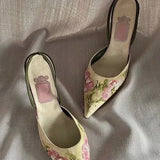 Pointed Thin Heels 2023 New Summer Chinese Style Shallow Hollow Out Single Shoes Women's Head