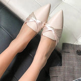 Slippers Fashion Mules French Elegant Bowknot Design 2021 Low Heel Slip on Leisure Ladies Office Shoes Beige External