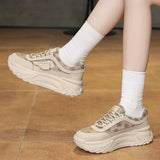 Shoes And Girls 2024 New Spring Breathable Cloth Korean Version Of Korean Version Of Students' Sports Thick Soles And High Running