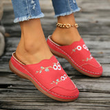 Breakj Embroidered Buns Slippers Women's Large-Size Round Head Baotou Slope And Wear Half-Dragging Women's