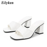 2022 New Women Slipper Summer Outdoor Sandal Square High Heel Slip On Flip Flop Elegant Women Slides Sandal size 41