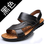 Summer New Men's Sandals Men's Leather Beach Shoes Casual Men's Shoes Fashion Slippers Stripe Sandals Rubber Mens