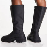Women's High Boots Knee-high PU Leather Boots Platform High Heels For Women's Shoes 2021 Autumn Winter Zip Boots Botas Mujer
