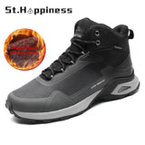 New Men Winter Snow Boots Waterproof Leather Sneakers Warm Plush High Quality Outdoor Hiking Boots Work Shoes Big Size