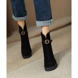 Breakj Your Eyes Into The Thick Bottom And Splicing Short Fashion Boots Women Autumn And Winter After The Zipper Frosting High And Short