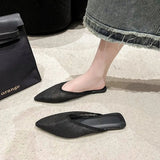Breakj Cool Slippers 2023 Summer New Net Bread Head Half-Dragging Flat-Bottom Slippers Women's