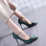 Heels Women's Stilettos 2023 Spring New Sexy Soft Lacquered Leather Pointed Work Shoes Women's Lacquered Leather